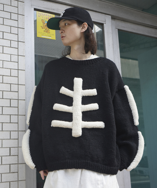MacMahon Knitting Mills(マクマホン ニッティング ミルズ)の「MacMahon Knitting Mills / マクマホンニッティングミルズ Crew Neck Knit-3D Bone(ニット/セーター・メンズ・ブラック・FREE)」の11枚目の写真