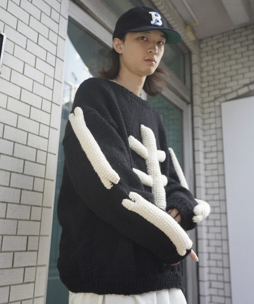 MacMahon Knitting Mills(マクマホン ニッティング ミルズ)の「MacMahon Knitting Mills / マクマホンニッティングミルズ Crew Neck Knit-3D Bone(ニット/セーター・メンズ・ブラック・FREE)」の13枚目の写真