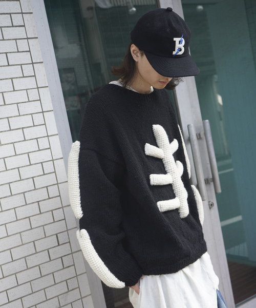 MacMahon Knitting Mills(マクマホン ニッティング ミルズ)の「MacMahon Knitting Mills / マクマホンニッティングミルズ Crew Neck Knit-3D Bone(ニット/セーター・メンズ・ブラック・FREE)」の14枚目の写真
