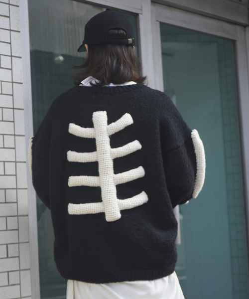 MacMahon Knitting Mills(マクマホン ニッティング ミルズ)の「MacMahon Knitting Mills / マクマホンニッティングミルズ Crew Neck Knit-3D Bone(ニット/セーター・メンズ・ブラック・FREE)」の15枚目の写真