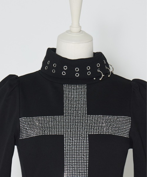 Rhinestone cross chiffon hem one-piece【公式通販】