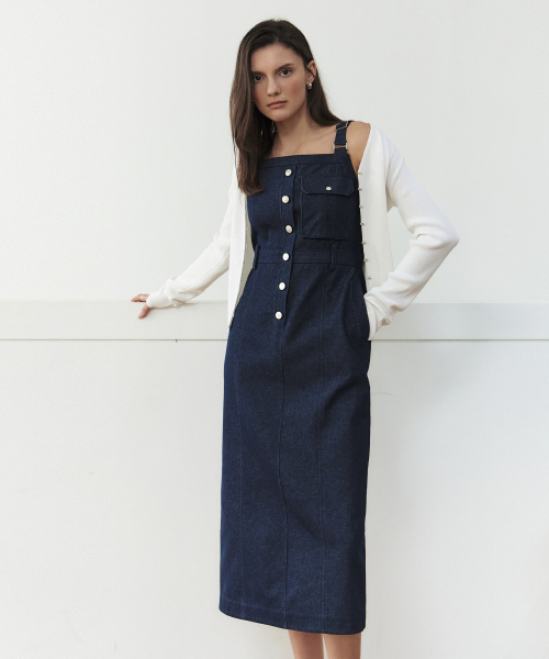 サスペンダーポケットスリーブレスワンピース_INDIGO