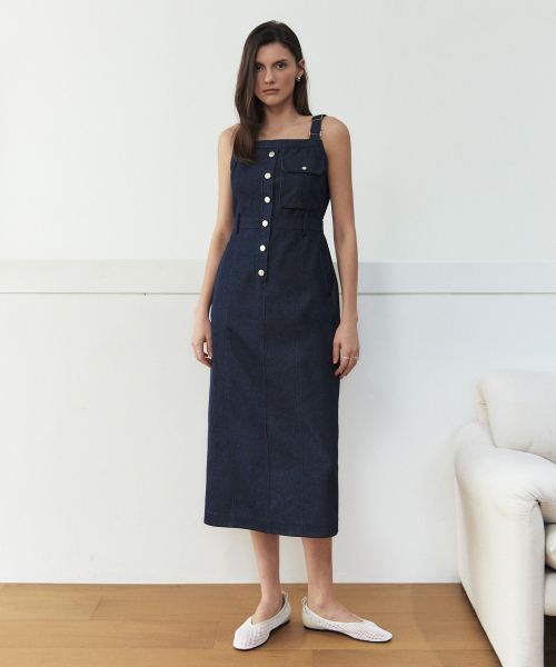 ARTID(アルティーダ)の「サスペンダーポケットスリーブレスワンピース_INDIGO(ワンピース・レディース・ダークブルー・SMALL/MEDIUM)」の3枚目の写真