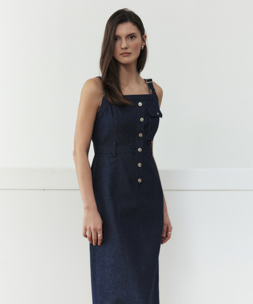 ARTID(アルティーダ)の「サスペンダーポケットスリーブレスワンピース_INDIGO(ワンピース・レディース・ダークブルー・SMALL/MEDIUM)」の4枚目の写真