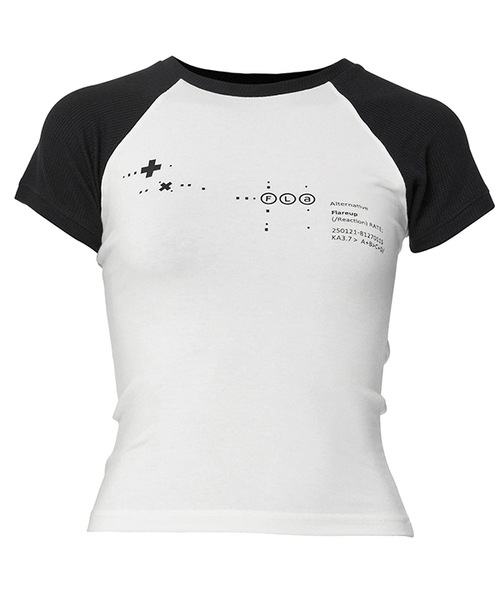 FLAREUP(フレアアップ)の「ムタ ワッフル ラグランTシャツ (FL-154_ブラック&ホワイト)(Tシャツ/カットソー・レディース・ブラック×ホワイト・1/2/3)」の1枚目の写真