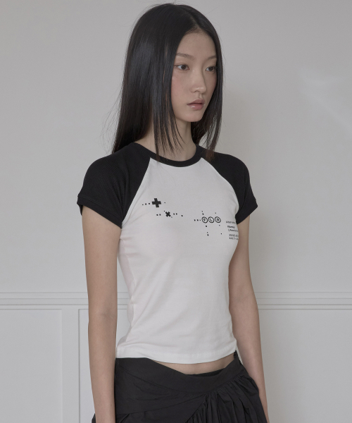 FLAREUP(フレアアップ)の「ムタ ワッフル ラグランTシャツ (FL-154_ブラック&ホワイト)(Tシャツ/カットソー・レディース・ブラック×ホワイト・1/2/3)」の2枚目の写真