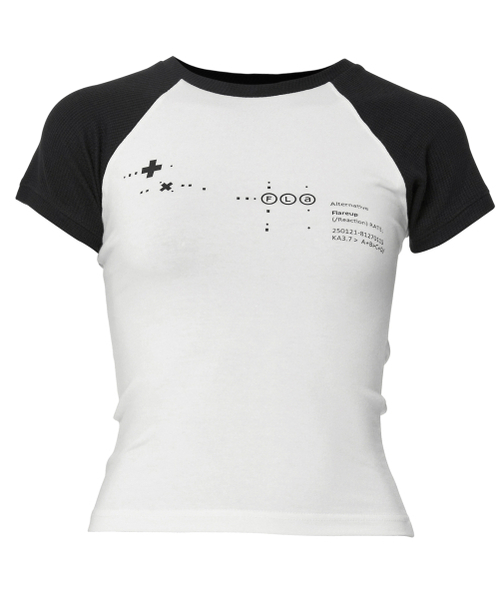FLAREUP(フレアアップ)の「ムタ ワッフル ラグランTシャツ (FL-154_ブラック&ホワイト)(Tシャツ/カットソー・レディース・ブラック×ホワイト・1/2/3)」の5枚目の写真