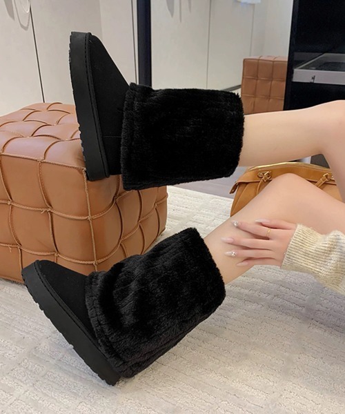 Miniministore(ミニミニストア)の「フェイクムートンブーツ 厚底ファーブーツ(ブーツ・レディース・キャメル/ライトベージュ/ブラック・25.0cm/23.5cm/24.5cm/24.0cm/23.0cm)」の6枚目の写真