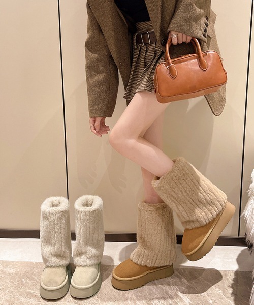 Miniministore(ミニミニストア)の「フェイクムートンブーツ 厚底ファーブーツ(ブーツ・レディース・キャメル/ライトベージュ/ブラック・25.0cm/23.5cm/24.5cm/24.0cm/23.0cm)」の20枚目の写真