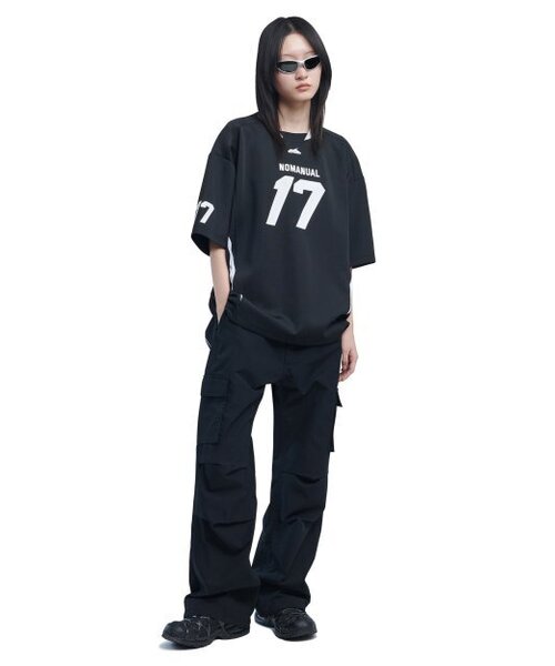 NOMANUAL(NOMANUAL)の「17 MESH BLOCK FOOTBALL JERSEY - BLACK(Tシャツ/カットソー・レディース・その他・MEDIUM/LARGE/X-LARGE)」の4枚目の写真