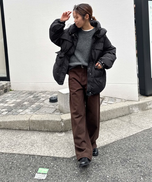 CANAL JEAN（キャナルジーン）の「El mar　パーカーダウンハーフコート（ダウンジャケット/コート・レディース・ブラウン/アイボリー/ブラック・ONE SIZE）」の4枚目の写真