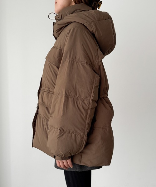 CANAL JEAN（キャナルジーン）の「El mar　パーカーダウンハーフコート（ダウンジャケット/コート・レディース・ブラウン/アイボリー/ブラック・ONE SIZE）」の6枚目の写真