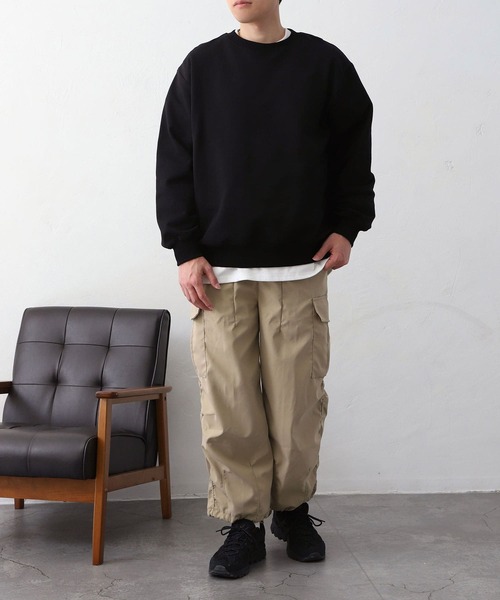 MYRTH(マイルス)の「【MYRTH】ヴィンテージライクウォッシュトレーナー(スウェット・メンズ・ブラック/チャコール/オートミール・L/M/XL)」の1枚目の写真