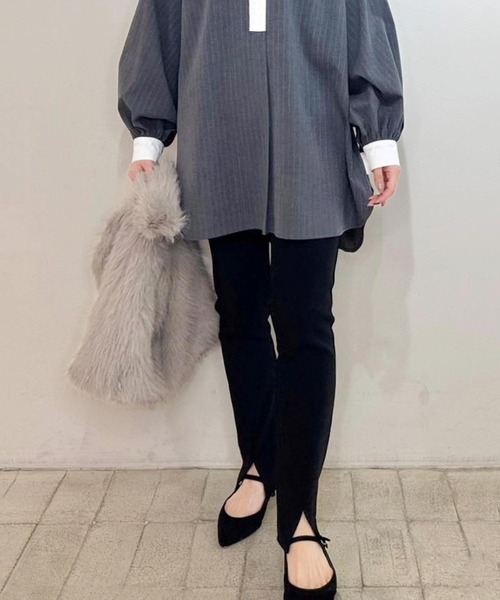Jines(ジネス)の「スリットレギンスパンツ(その他パンツ・レディース・ブラック/モカ・38)」の9枚目の写真