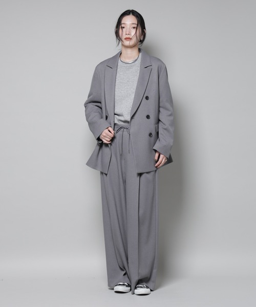 NANO universe（ナノユニバース）の「ストレッチサージダブルジャケット(セットアップ可)（テーラードジャケット・レディース・グレー/ブラック/ベージュ・S/M）」の11枚目の写真