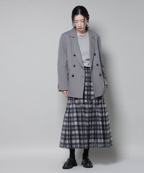 NANO universe（ナノユニバース）の「ストレッチサージダブルジャケット(セットアップ可)（テーラードジャケット・レディース・グレー/ブラック/ベージュ・S/M）」の8枚目の写真