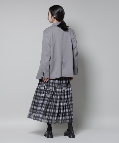 NANO universe（ナノユニバース）の「ストレッチサージダブルジャケット(セットアップ可)（テーラードジャケット・レディース・グレー/ブラック/ベージュ・S/M）」の10枚目の写真