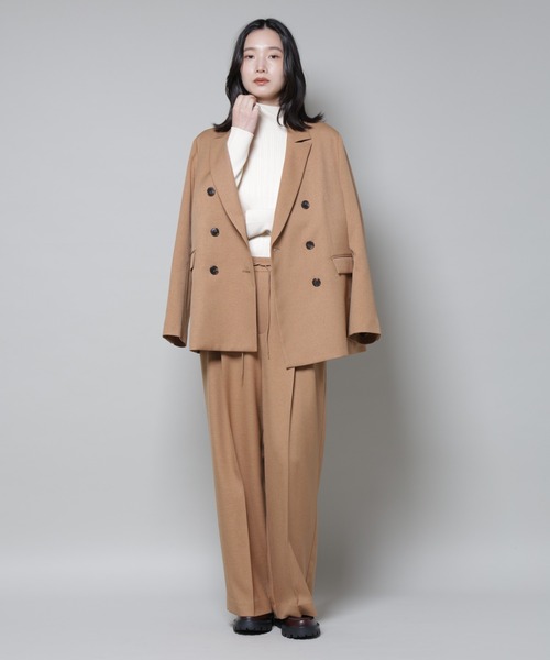 NANO universe（ナノユニバース）の「ストレッチサージダブルジャケット(セットアップ可)（テーラードジャケット・レディース・グレー/ブラック/ベージュ・S/M）」の20枚目の写真