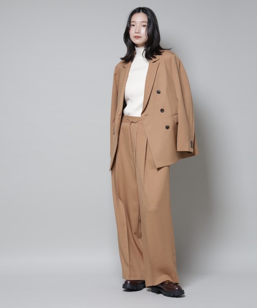 NANO universe（ナノユニバース）の「ストレッチサージダブルジャケット(セットアップ可)（テーラードジャケット・レディース・グレー/ブラック/ベージュ・S/M）」の21枚目の写真