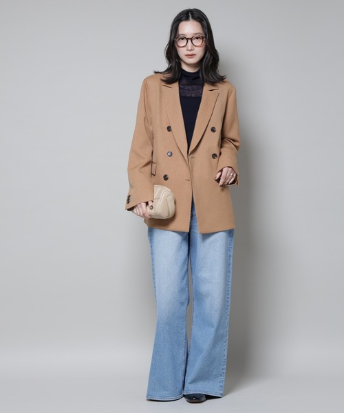 NANO universe（ナノユニバース）の「ストレッチサージダブルジャケット(セットアップ可)（テーラードジャケット・レディース・グレー/ブラック/ベージュ・S/M）」の16枚目の写真