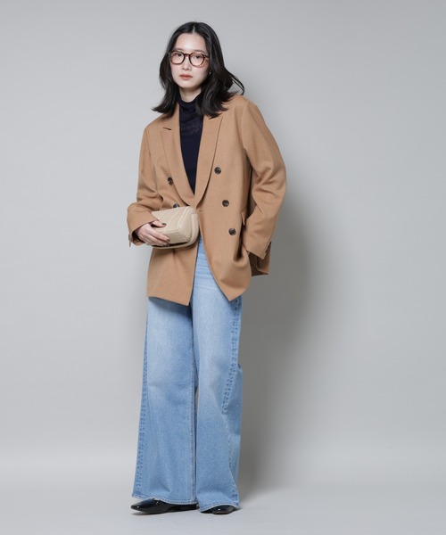 NANO universe（ナノユニバース）の「ストレッチサージダブルジャケット(セットアップ可)（テーラードジャケット・レディース・グレー/ブラック/ベージュ・S/M）」の17枚目の写真