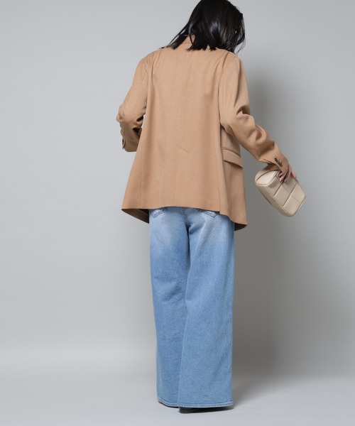 NANO universe（ナノユニバース）の「ストレッチサージダブルジャケット(セットアップ可)（テーラードジャケット・レディース・グレー/ブラック/ベージュ・S/M）」の18枚目の写真