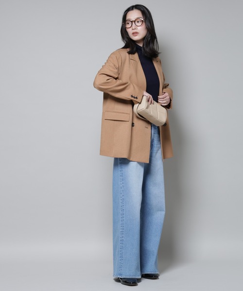 NANO universe（ナノユニバース）の「ストレッチサージダブルジャケット(セットアップ可)（テーラードジャケット・レディース・グレー/ブラック/ベージュ・S/M）」の19枚目の写真