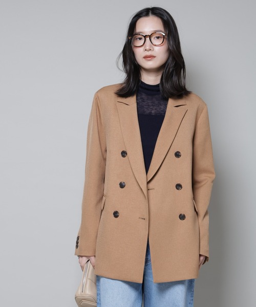 NANO universe（ナノユニバース）の「ストレッチサージダブルジャケット(セットアップ可)（テーラードジャケット・レディース・グレー/ブラック/ベージュ・S/M）」の13枚目の写真