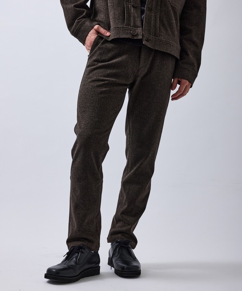 セール】ツイードライクテクスチャースリムイージーパンツ