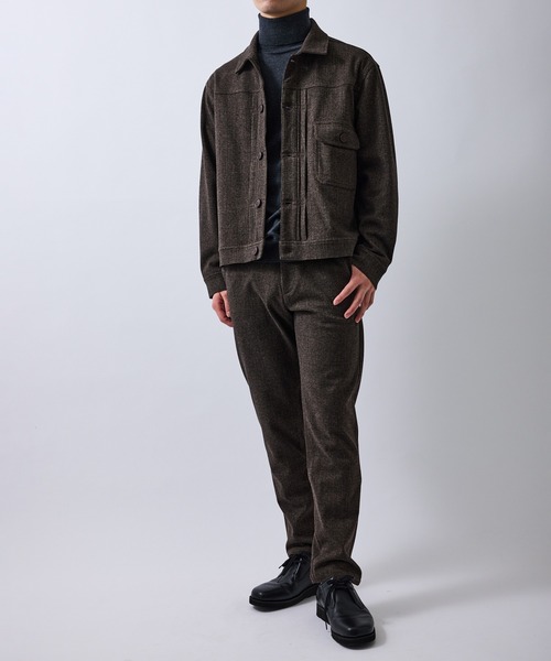 セール】ツイードライクテクスチャースリムイージーパンツ