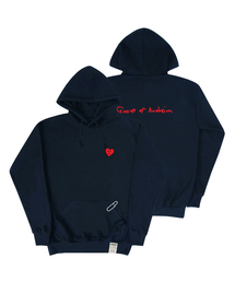 [UNISEX]図面ハートバックロゴフードティー_ネイビー