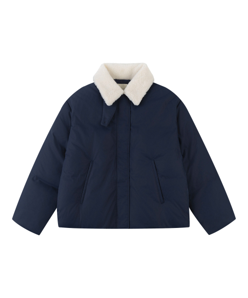 SIYAZU(シヤジュ)の「SIOT4163 ウールカラー ダックダウン パディング_Navy(ダウンジャケット/コート・レディース・ネイビー・ONE)」の2枚目の写真