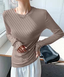 ふわもちもち両面起毛蓄熱ラウンドネックトップス