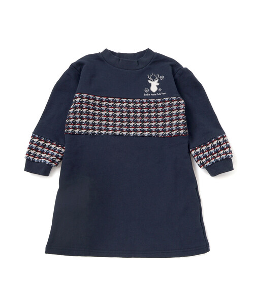 BeBe Petits Pois Vert(ベベプチポワヴェール)の「【店舗限定】【お揃い】裏毛×ノルディック切り替えワンピース(ワンピース・キッズ・ブルー系その他2/ベージュ系その他・120cm/110cm/140cm/150cm/130cm/100cm)」の7枚目の写真