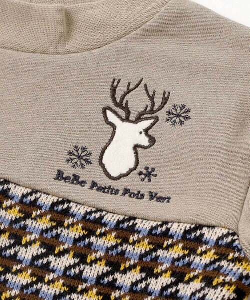 BeBe Petits Pois Vert(ベベプチポワヴェール)の「【店舗限定】【お揃い】裏毛×ノルディック切り替えワンピース(ワンピース・キッズ・ブルー系その他2/ベージュ系その他・120cm/110cm/140cm/150cm/130cm/100cm)」の12枚目の写真