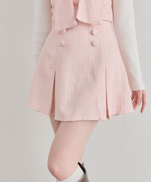 OLIVE des OLIVE（オリーブデオリーブ）の「ツイードミニスカート（スカート・レディース・ピンク/ブラック/オフホワイト・FREE）」の3枚目の写真