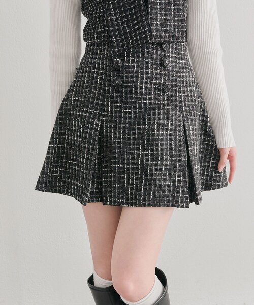 OLIVE des OLIVE（オリーブデオリーブ）の「ツイードミニスカート（スカート・レディース・ピンク/ブラック/オフホワイト・FREE）」の2枚目の写真