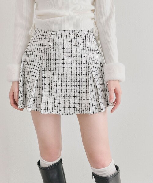OLIVE des OLIVE（オリーブデオリーブ）の「ツイードミニスカート（スカート・レディース・ピンク/ブラック/オフホワイト・FREE）」の8枚目の写真