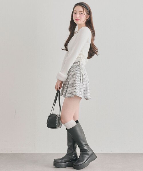 OLIVE des OLIVE（オリーブデオリーブ）の「ツイードミニスカート（スカート・レディース・ピンク/ブラック/オフホワイト・FREE）」の5枚目の写真