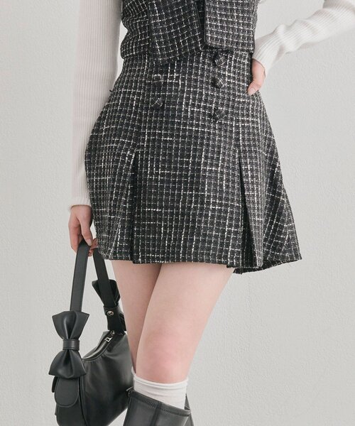 OLIVE des OLIVE（オリーブデオリーブ）の「ツイードミニスカート（スカート・レディース・ピンク/ブラック/オフホワイト・FREE）」の10枚目の写真