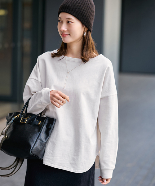 FRAMeWORK（フレームワーク）の「≪追加≫ウェットオゾン加工L/Tee 2（Tシャツ/カットソー・レディース・チャコールグレー/ホワイト系その他/ベージュ・FREE）」の2枚目の写真