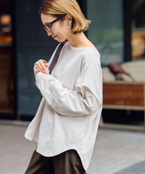 FRAMeWORK（フレームワーク）の「≪追加≫ウェットオゾン加工L/Tee 2（Tシャツ/カットソー・レディース・チャコールグレー/ホワイト系その他/ベージュ・FREE）」の11枚目の写真