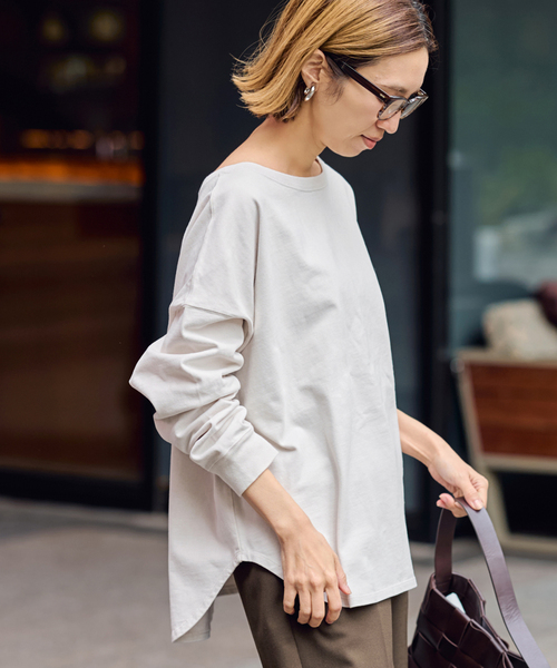FRAMeWORK（フレームワーク）の「≪追加≫ウェットオゾン加工L/Tee 2（Tシャツ/カットソー・レディース・チャコールグレー/ホワイト系その他/ベージュ・FREE）」の12枚目の写真