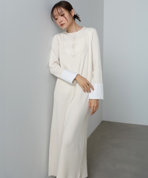 Bab(バブ)の「【S・Mサイズ展開】リブシャツ袖ニットカーディガン+リブニットワンピース(ワンピース・レディース・ピンク/アイボリー/チャコールグレー・S/M)」の10枚目の写真