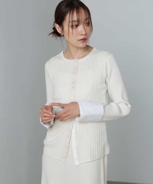 Bab(バブ)の「【S・Mサイズ展開】リブシャツ袖ニットカーディガン+リブニットワンピース(ワンピース・レディース・ピンク/アイボリー/チャコールグレー・S/M)」の11枚目の写真