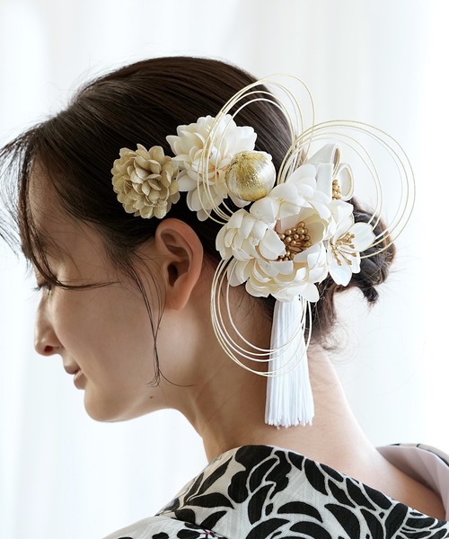髪飾り 菊梅桜・水引 日本製