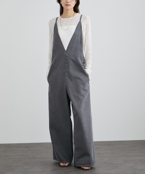 SALON adam et rope'（サロン アダム エ ロペ）の「オーバーダイデニムサロペット（サロペット/オーバーオール・レディース・キナリ/チャコールグレー・S/M）」の7枚目の写真