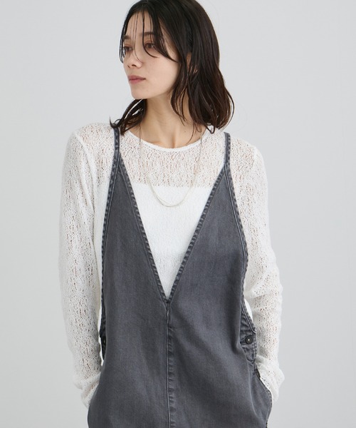 SALON adam et rope'（サロン アダム エ ロペ）の「オーバーダイデニムサロペット（サロペット/オーバーオール・レディース・キナリ/チャコールグレー・S/M）」の8枚目の写真