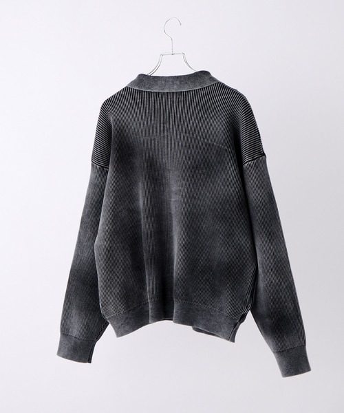 CLEL】Basic/Spray Rib Knit Shirt Cardigan / ベーシック/スプレー畦