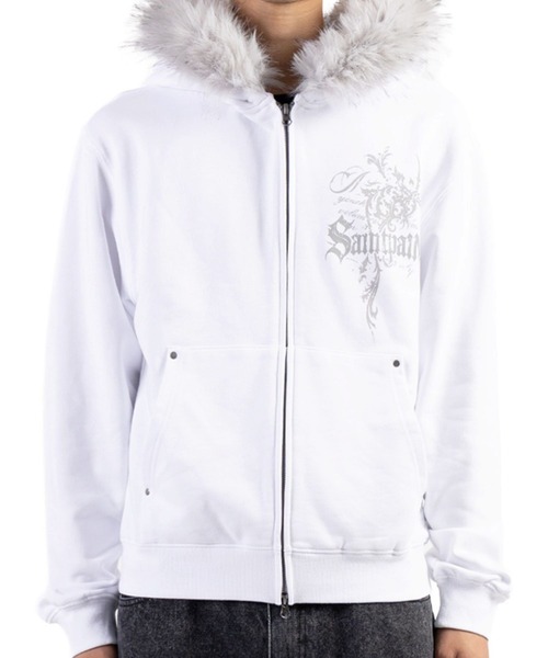 SAINTPAIN(セイントペイン)の「【UNISEX】SAINTPAIN/ファーフードジップアップ(パーカー・メンズ・ホワイト/ブラック・LARGE/MEDIUM)」の5枚目の写真